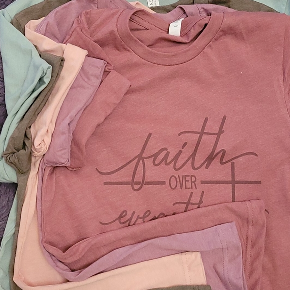 Faith Over Everything Tee Medium Olive green or Large Sage green - Picture 7 of 7
